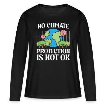 Activisme environnemental Pas de protection du climat Pas ok Terre - T-shirt manches longues Premium bio Femme - noir - Devant - Julia (174cm)