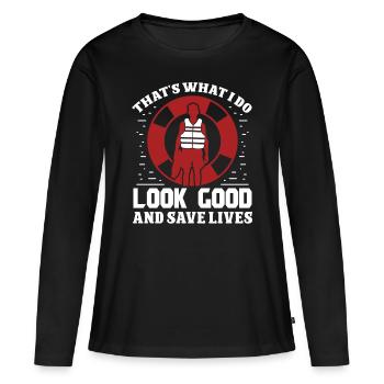 Les sauveteurs ont fière allure Sauvetez des vies - T-shirt manches longues Premium bio Femme - noir - Devant - Julia (174cm)