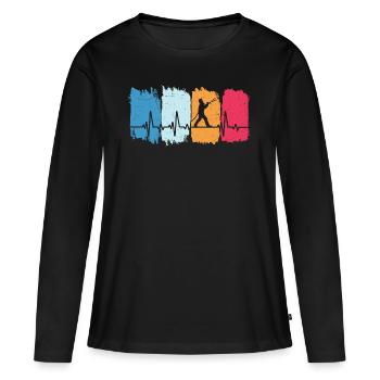 Fire Brigade Retro Heartbeat Firefighter - Women's Premium Organic Long Sleeve Shirt - black - Front - Julia (174cm)