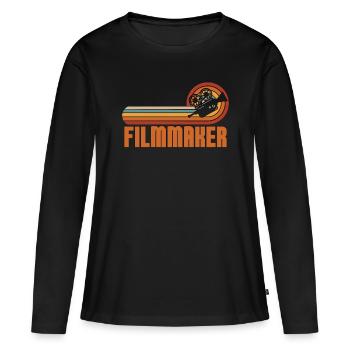 Cinéaste Cinéaste Caméra Rétro Cinématographe - T-shirt manches longues Premium bio Femme - noir - Devant - Julia (174cm)