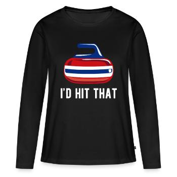 Drôle « I’d Hit That » équipe de curling balayant Rock Gi - T-shirt manches longues Premium bio Femme - noir - Devant - Julia (174cm)