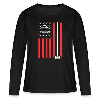 Drôle de cadeau de curling pour les hommes femmes joueurs de curling U - T-shirt manches longues Premium bio Femme - noir - Devant - Julia (174cm)