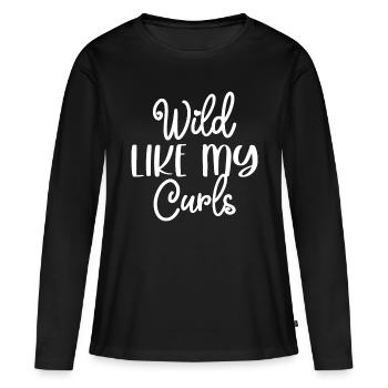 Wild wie meine Locken Idee Lustige lockige Haare - Frauen Premium Bio Langarmshirt - Schwarz - Vorne - Julia (174cm)