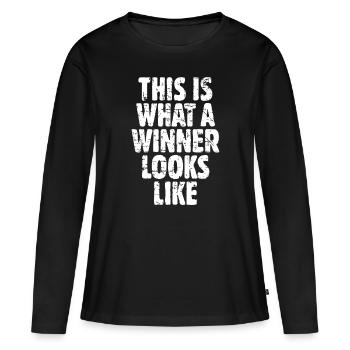 This is what a Winner Looks Like (White/Back) Winn - Women's Premium Organic Long Sleeve Shirt - black - Front - Julia (174cm)