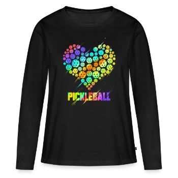 Pickleball Heart - Lustige bunte Paddelsportarten pl - Frauen Premium Bio Langarmshirt - Schwarz - Vorne - Julia (174cm)