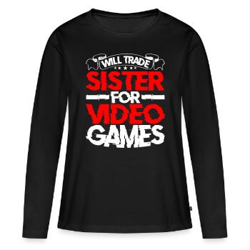 Will Trade Sister For Video Games 21 - Frauen Premium Bio Langarmshirt - Schwarz - Vorne - Julia (174cm)