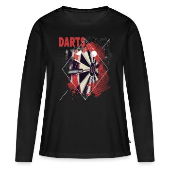 Fléchettes, jeu de fléchettes, jeu de fléchettes, fléchettes, joueurs de fléchettes - T-shirt manches longues Premium bio Femme - noir - Devant - Julia (174cm)