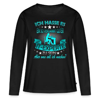 Informatiker It Experte Expert Computer Nerd - Frauen Premium Bio Langarmshirt - Schwarz - Vorne - Julia (174cm)