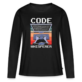 Code Whisperer Programmer Coding Coder - Women's Premium Organic Long Sleeve Shirt - black - Front - Julia (174cm)