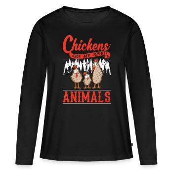 Hühner Spirit Animal Poulet Hühnchen - T-shirt manches longues Premium bio Femme - noir - Devant - Julia (174cm)