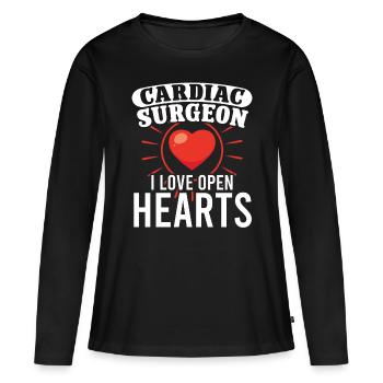 Cardiac Surgeon Love Open Hearts Cardiac Surgery Surgeon - Women's Premium Organic Long Sleeve Shirt - black - Front - Julia (174cm)