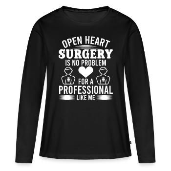 Chirurgien cardiaque Chirurgie cardiaque Pas de problème Chirurgie cardiaque - T-shirt manches longues Premium bio Femme - noir - Devant - Julia (174cm)