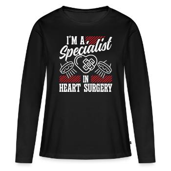 Cardiac Surgeon Specialist Heart Surgery Cardiac Surgery - Women's Premium Organic Long Sleeve Shirt - black - Front - Julia (174cm)