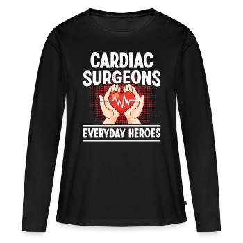 Cardiac Surgeon Everyday Heroes Cardiac Surgery Surgeon - Women's Premium Organic Long Sleeve Shirt - black - Front - Julia (174cm)