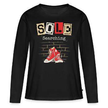 Semelle collectionneuse de chaussures sneakerhead - T-shirt manches longues Premium bio Femme - noir - Devant - Julia (174cm)