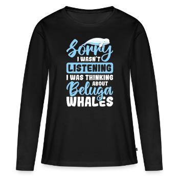 Béluga Béluga Baleine Observation des baleines Dauphin Dauphin - T-shirt manches longues Premium bio Femme - noir - Devant - Julia (174cm)