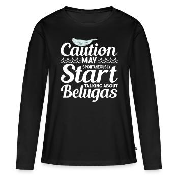 Béluga Béluga Baleine Observation des baleines Dauphin Dauphin - T-shirt manches longues Premium bio Femme - noir - Devant - Julia (174cm)
