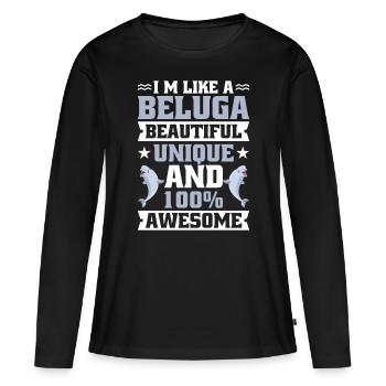 Béluga Béluga Baleine Observation des baleines Dauphin Dauphin - T-shirt manches longues Premium bio Femme - noir - Devant - Julia (174cm)