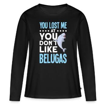 Béluga Béluga Baleine Observation des baleines Dauphin Dauphin - T-shirt manches longues Premium bio Femme - noir - Devant - Julia (174cm)