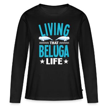 Béluga Béluga Baleine Observation des baleines Dauphin Dauphin - T-shirt manches longues Premium bio Femme - noir - Devant - Julia (174cm)