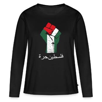 free palestine (arabic) intifada clothing - Women's Premium Organic Long Sleeve Shirt - black - Front - Julia (174cm)