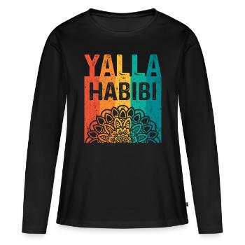 Yalla Habibi let's go my friend Arabic - Women's Premium Organic Long Sleeve Shirt - black - Front - Julia (174cm)