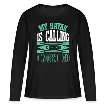 My Kayak is calling i must go - Women's Premium Organic Long Sleeve Shirt - black - Front - Julia (174cm)