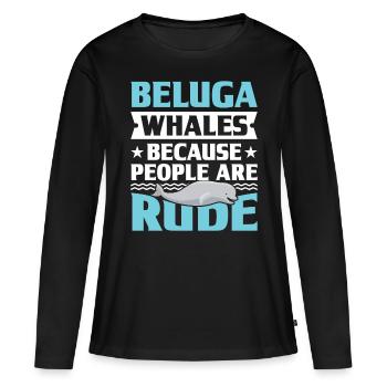 Béluga Béluga Baleine Observation des baleines Dauphin Dauphin - T-shirt manches longues Premium bio Femme - noir - Devant - Julia (174cm)