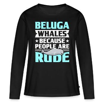Béluga Béluga Baleine Observation des baleines Dauphin Dauphin - T-shirt manches longues Premium bio Femme - noir - Devant - Julia (174cm)