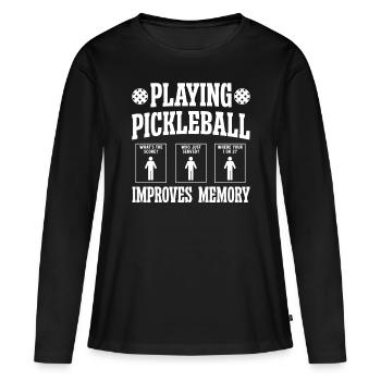 Jouer au pickleball améliore la mémoire - T-shirt manches longues Premium bio Femme - noir - Devant - Julia (174cm)
