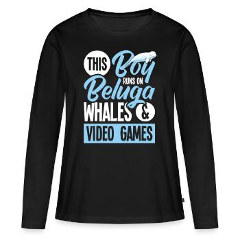 Béluga Béluga Baleine Observation des baleines Dauphin Dauphin - T-shirt manches longues Premium bio Femme - noir - Devant - Julia (174cm)