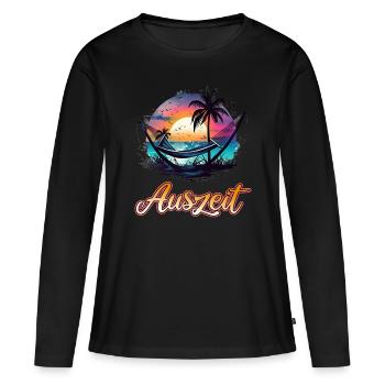Auszeit Urlaub Hängematte Strand - Frauen Premium Bio Langarmshirt - Schwarz - Vorne - Julia (174cm)