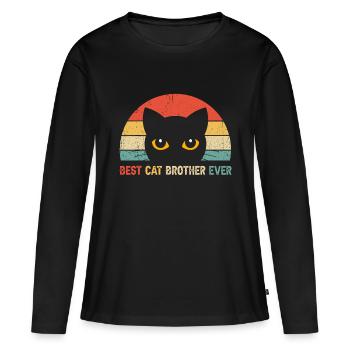 Vintage Best Cat Brother Ever Kitty Kitten Lover F - T-shirt manches longues Premium bio Femme - noir - Devant - Julia (174cm)