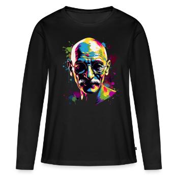 Mahatma Gandhi, lauréat du prix Nobel de la paix - T-shirt manches longues Premium bio Femme - noir - Devant - Julia (174cm)