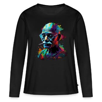 Lauréat du prix Nobel de la paix Mahatma Gandhi Gift - T-shirt manches longues Premium bio Femme - noir - Devant - Julia (174cm)