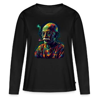 Mahatma Gandhi, lauréat du prix Nobel de la paix - T-shirt manches longues Premium bio Femme - noir - Devant - Julia (174cm)