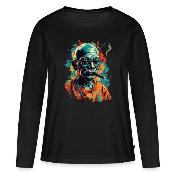 Lauréat du prix Nobel de la paix Mahatma Gandhi Gift - T-shirt manches longues Premium bio Femme - noir - Devant - Julia (174cm)
