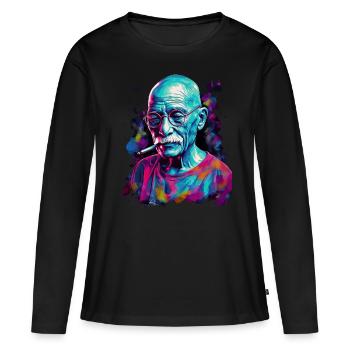 Mahatma Gandhi, lauréat du prix Nobel de la paix - T-shirt manches longues Premium bio Femme - noir - Devant - Julia (174cm)