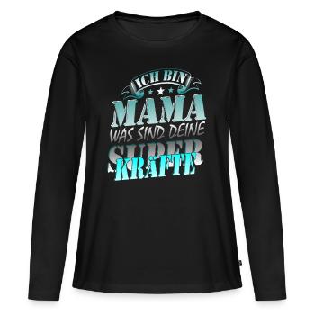 Superkraefte Mama Geburtstag Geschenk - Frauen Premium Bio Langarmshirt - Schwarz - Vorne - Julia (174cm)