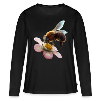 Abeille sur fleur - T-shirt manches longues Premium bio Femme - noir - Devant - Julia (174cm)