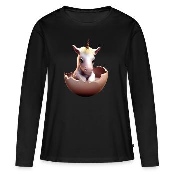Bébé licorne à couver - T-shirt manches longues Premium bio Femme - noir - Devant - Julia (174cm)