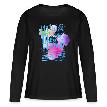 MUTTER SCHÖN & EINZIGARTIG - Frauen Premium Bio Langarmshirt - Schwarz - Vorne - Julia (174cm)