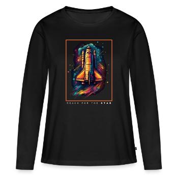Cadeau spatial de vaisseau spatial de la navette spatiale - T-shirt manches longues Premium bio Femme - noir - Devant - Julia (174cm)