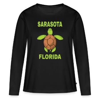 Sarasota Vacances en famille Tortue de mer de Floride - T-shirt manches longues Premium bio Femme - noir - Devant - Julia (174cm)