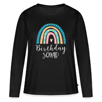 Birthday Squad Regenbogen Geschenke Happy Bday Familienmitglieder - Frauen Premium Bio Langarmshirt - Schwarz - Vorne - Julia (174cm)