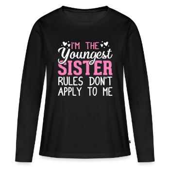 Ich bin die jüngste Schwester Lustige Familie Matching Sibl - Frauen Premium Bio Langarmshirt - Schwarz - Vorne - Julia (174cm)