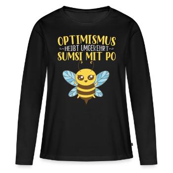Optimismus Sumsi mit Po - Frauen Premium Bio Langarmshirt - Schwarz - Vorne - Julia (174cm)