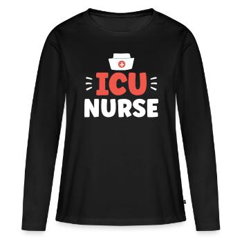 Infirmière en soins intensifs Soins intensifs - T-shirt manches longues Premium bio Femme - noir - Devant - Julia (174cm)