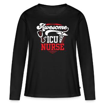 Grande infirmière en soins intensifs Soins intensifs - T-shirt manches longues Premium bio Femme - noir - Devant - Julia (174cm)