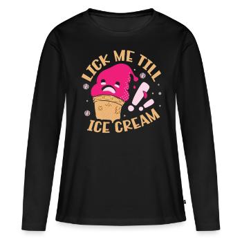 Lick Me Till Ice Cream Lover - T-shirt manches longues Premium bio Femme - noir - Devant - Julia (174cm)